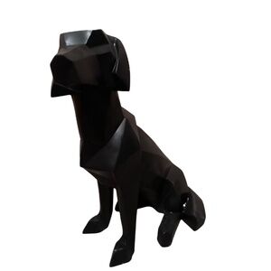 Low Poly Black Geometric Cubist Decorative Dog Sculpture
